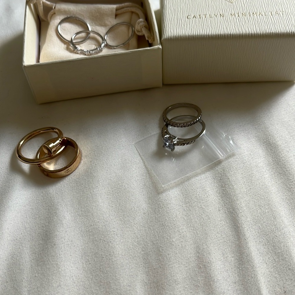 Elegant Silver and Gold Ring Set